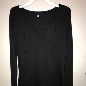 Lace up black crop top